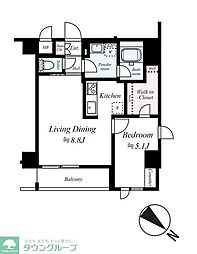 ARCOBALENO MINOWA 1LDKの間取図画像