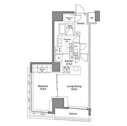 ザ・パークハビオ日本橋馬喰町 1LDKの間取図画像