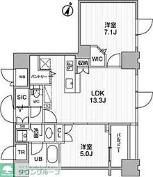 東神田テラスレジデンス 2LDKの間取図画像