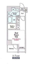 リヴィエール猿江公園 ワンルームの間取図画像