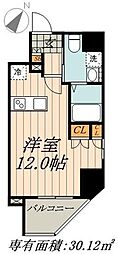 プラウドフラット東神田 ワンルームの間取図画像