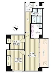 リバー&タワー 2LDKの間取図画像