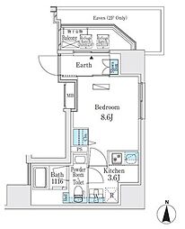 Estart入谷1 1Kの間取図画像