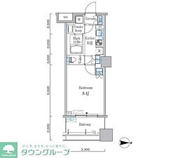 パークキューブ亀戸 1Kの間取図画像