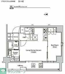 プラウドフラット外神田 1LDKの間取図画像