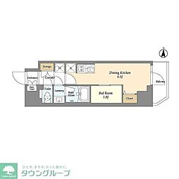 リテラス錦糸町ウエスト 1DKの間取図画像