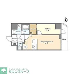 リテラス錦糸町ウエスト 1LDKの間取図画像