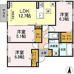 千葉市中央区若草1丁目アパート 3LDKの間取図画像