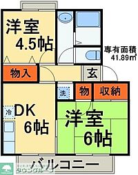 JR総武線 幕張本郷駅 徒歩6分の賃貸アパート 2階2DKの間取り