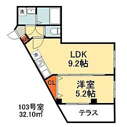 JR総武線 千葉駅 徒歩9分の賃貸マンション 1階1LDKの間取り