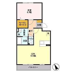 JR総武本線 四街道駅 徒歩8分の賃貸アパート 3階1LDKの間取り