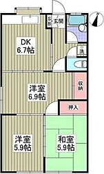 千葉都市モノレール 穴川駅 徒歩28分の賃貸アパート 1階3DKの間取り