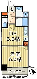 JR京葉線 千葉みなと駅 徒歩10分の賃貸マンション 2階1DKの間取り