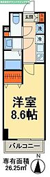 京成千葉線 京成稲毛駅 徒歩1分の賃貸マンション 2階1Kの間取り