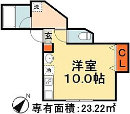 フェリオ道場北 1階ワンルームの間取り