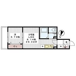 JR外房線 本千葉駅 徒歩10分の賃貸アパート 2階1LDKの間取り