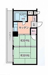 JR総武本線 稲毛駅 徒歩2分の賃貸マンション 9階2Kの間取り