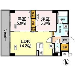 カスタリア西船橋II 2階2LDKの間取り
