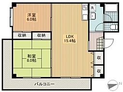 JR総武本線 四街道駅 徒歩19分の賃貸アパート 2階2LDKの間取り