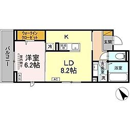 JR総武線 幕張本郷駅 徒歩6分の賃貸アパート 1階1LDKの間取り