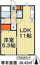 ルミエールいのはな 1LDKの間取図画像