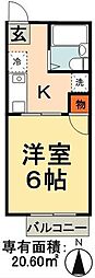 コーポリヴェル 1Kの間取図画像