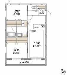 スカイメゾンYAWATA 2LDKの間取図画像