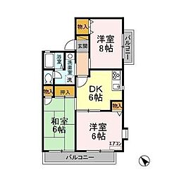 グランドサン壱番館 3DKの間取図画像