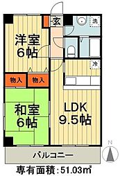 大日セブンハイツ 2LDKの間取図画像