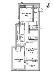GREEN CREST 2LDKの間取図画像