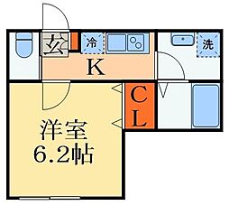 コスモ・アルカディア2 1Kの間取図画像