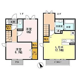 ハーモニー 2LDKの間取図画像