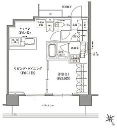 Brillia Tower 千葉(ブリリアタワー千葉) 1LDKの間取図画像