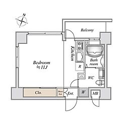 リエス千葉新宿 ワンルームの間取図画像