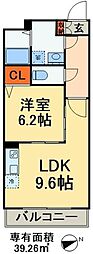 ミリアビタNO.32 1LDKの間取図画像