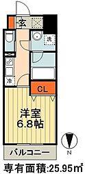 ラ・ドゥセール千葉中央 1Kの間取図画像
