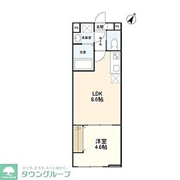 ウェルスクエア千歳烏山 2階1LDKの間取り