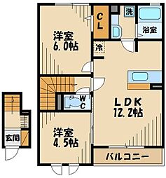 ＬＵＭＩＵＳ 2階2LDKの間取り