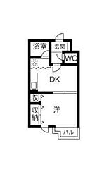 パレロワイアル 1階1LDKの間取り
