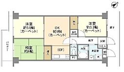 チサンマンション武蔵野川村・地産ビル 3DKの間取図画像