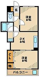 メインビルイシイ 2DKの間取図画像