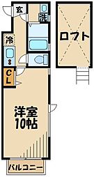 オリーブコート 1Kの間取図画像