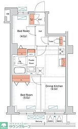 エストゥルース府中 2DKの間取図画像