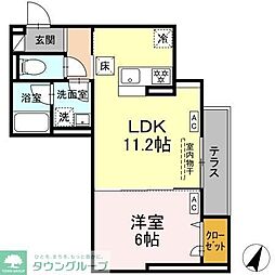 D-asset矢崎町 1LDKの間取図画像