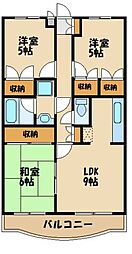 アネックス鶴牧 3DKの間取図画像