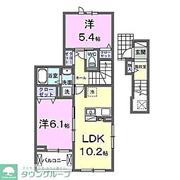 ヴィラ デ オーブVI 2LDKの間取図画像