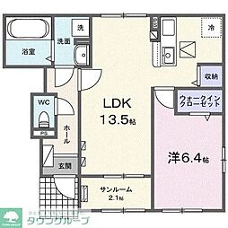 メイプルプラス 1LDKの間取図画像