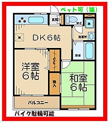 キャピタルコート 2DKの間取図画像