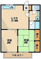ウィズ調布リバーサイド 2LDKの間取図画像