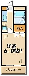メタルスクエアカスヤ 1Kの間取図画像